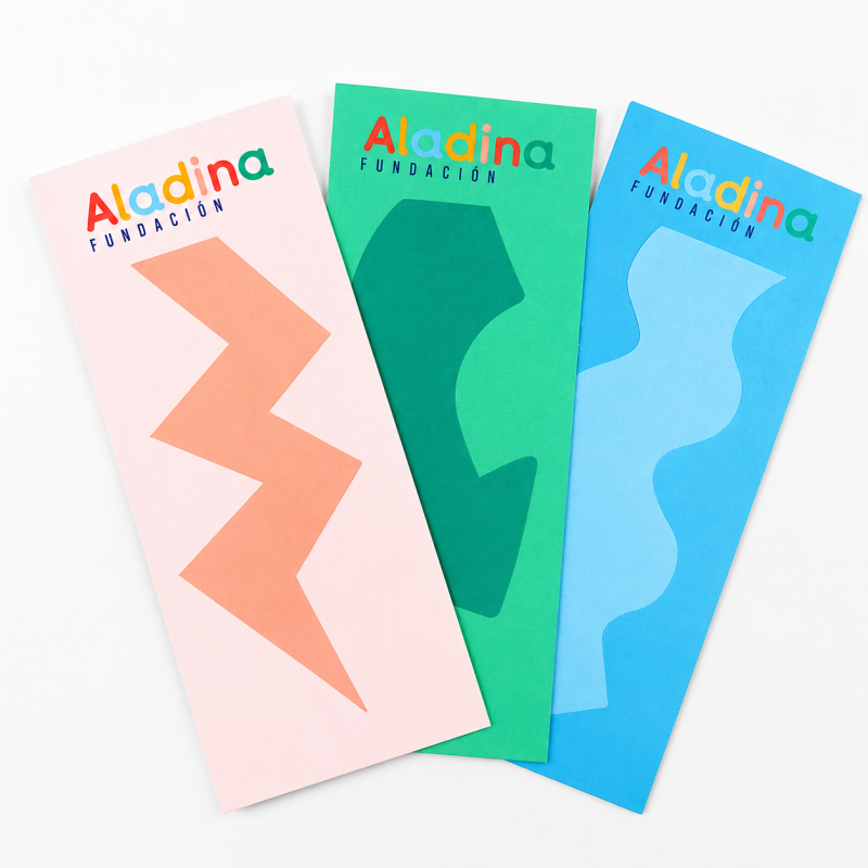 Marcapáginas solidarios para celebraciones Fundación Aladina