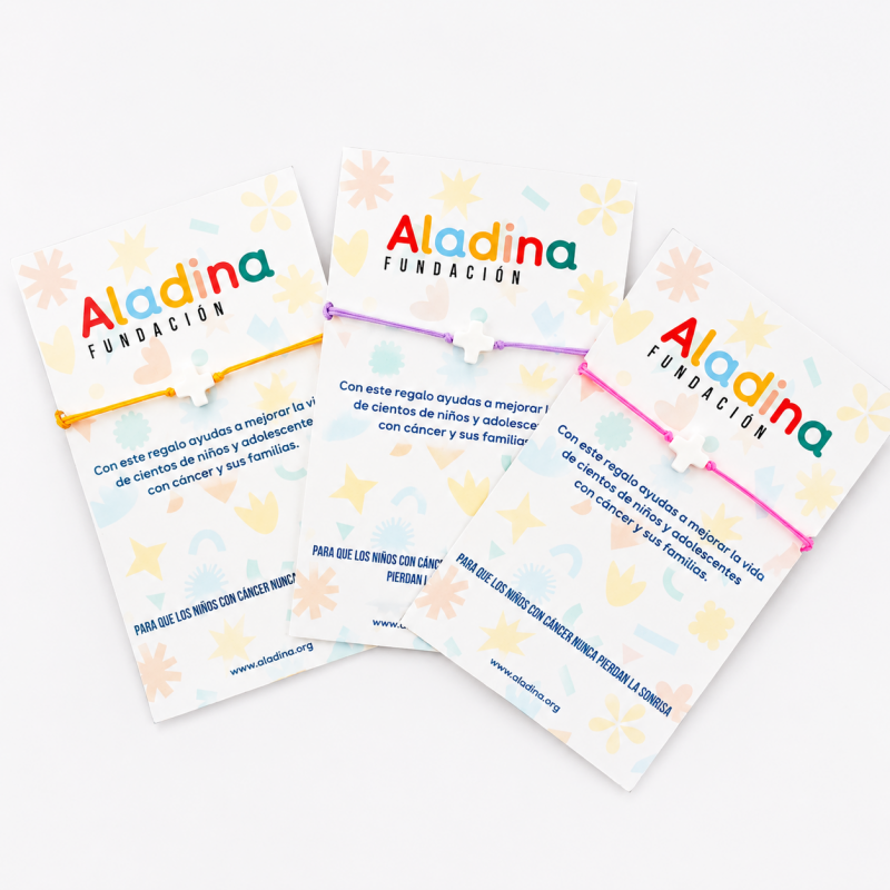 Pulseras cruz para comuniones Fundación Aladina