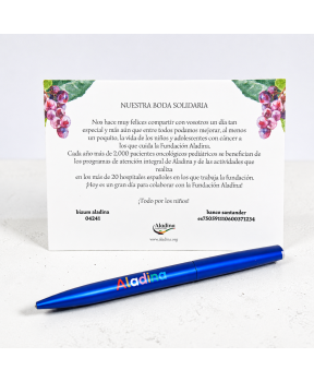 Pack para bodas con bolígrafo y tarjeta Aladina
