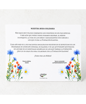 Tarjetas con flores para bodas solidarias Aladina