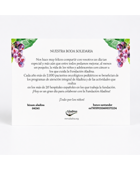 Tarjetas con frutas para bodas solidarias Aladina