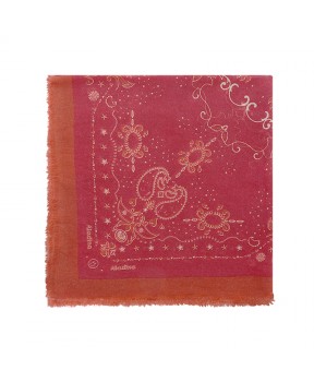 Pashmina solidaria con estampado de bandana en tonos burdeos y rojo Fundación Aladina