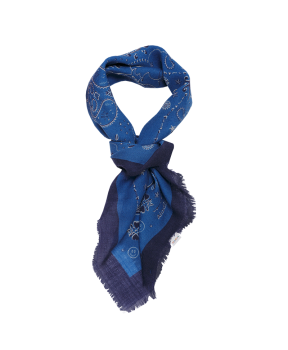 Pashmina solidaria con estampado de bandana en color azul