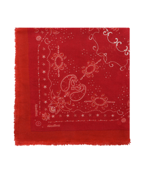 Pashmina solidaria con estampado de bandana roja Aladina